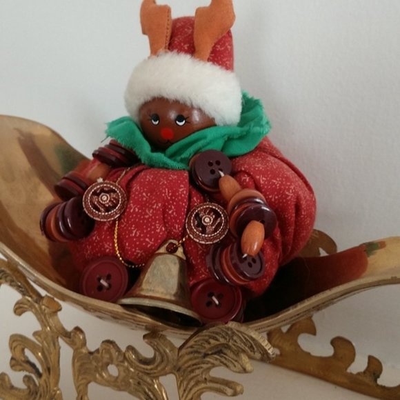 CR FOLK ART One-of-a-Kind Button Reindeer Baby - Picture 2 of 8